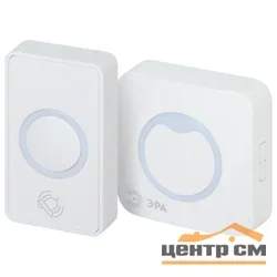 Звонок дверной ЭРА POLYCOLOR C101 беспроводной RGB подсветка от сети белый 36 мелодий