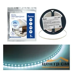 Лента светодиодная 120SMD(2835)/м 11Вт/м 24V 5000*5*1.5мм 6500K, LS505 FERON
