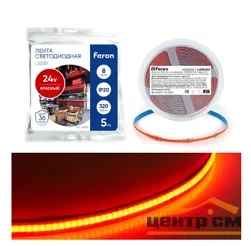 Лента светодиодная 320SMD(2110) 10Вт/м 24V 5000*8*1.8мм IP20, красный, LS530 FERON