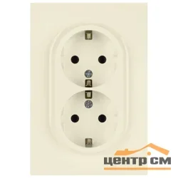 Розетка двухместная СП с заземлением 16А 2X2P+E Schuko, слоновая кость арт.16-2104-02 ЭРА Arktik