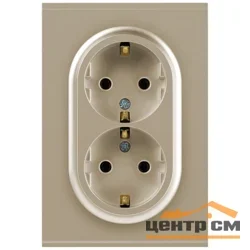 Розетка двухместная СП с заземлением 16А 2X2P+E Schuko, шампань арт.16-2104-04 ЭРА Arktik