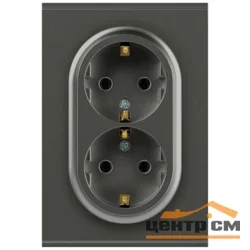 Розетка двухместная СП с заземлением 16А 2X2P+E Schuko, графит арт.16-2104-06 ЭРА Arktik