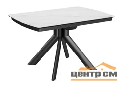 Стол Атланта-3С 130х90 (+37) (царга Чёрный/МДФ+PVC Чёрный/White marble) + Нога №133Q (чёрный)