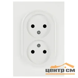 Розетка двухместная СП без заземления 16А 2X2P, белый арт.16-2107-01 ЭРА Arktik