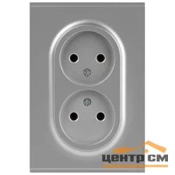 Розетка двухместная СП без заземления 16А 2X2P, алюминий арт.16-2107-03 ЭРА Arktik