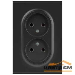 Розетка двухместная СП без заземления 16А 2X2P, антрацит арт.16-2107-05 ЭРА Arktik