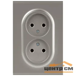 Розетка двухместная СП без заземления 16А 2X2P, титан арт.16-2107-07 ЭРА Arktik