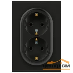 Розетка двухместная СП с заземлением 16А 2X2P+E Schuko, антрацит арт.16-2104-05 ЭРА Arktik