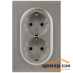 Розетка двухместная СП с заземлением 16А 2X2P+E Schuko, титан арт.16-2104-07 ЭРА Arktik