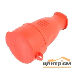 Розетка переносная 1-местная с заземлением с крышкой, каучук, красный, RST16-21-44 STEKKER Одри