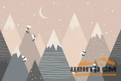 Фотообои Фокс Панды на бежевых горах 4*2,8м, 4 полосы